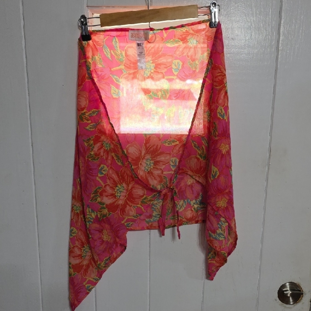 Beach‎ Riot Women's Sarong Beach Cover Coral Tropical Floral One Size EUC